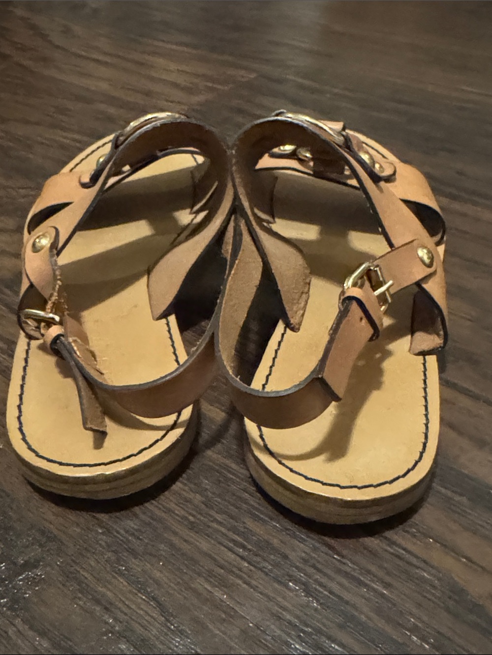 J. Crew Tan Leather Ring-Detail Slingback Sandals - Picture 4 of 6